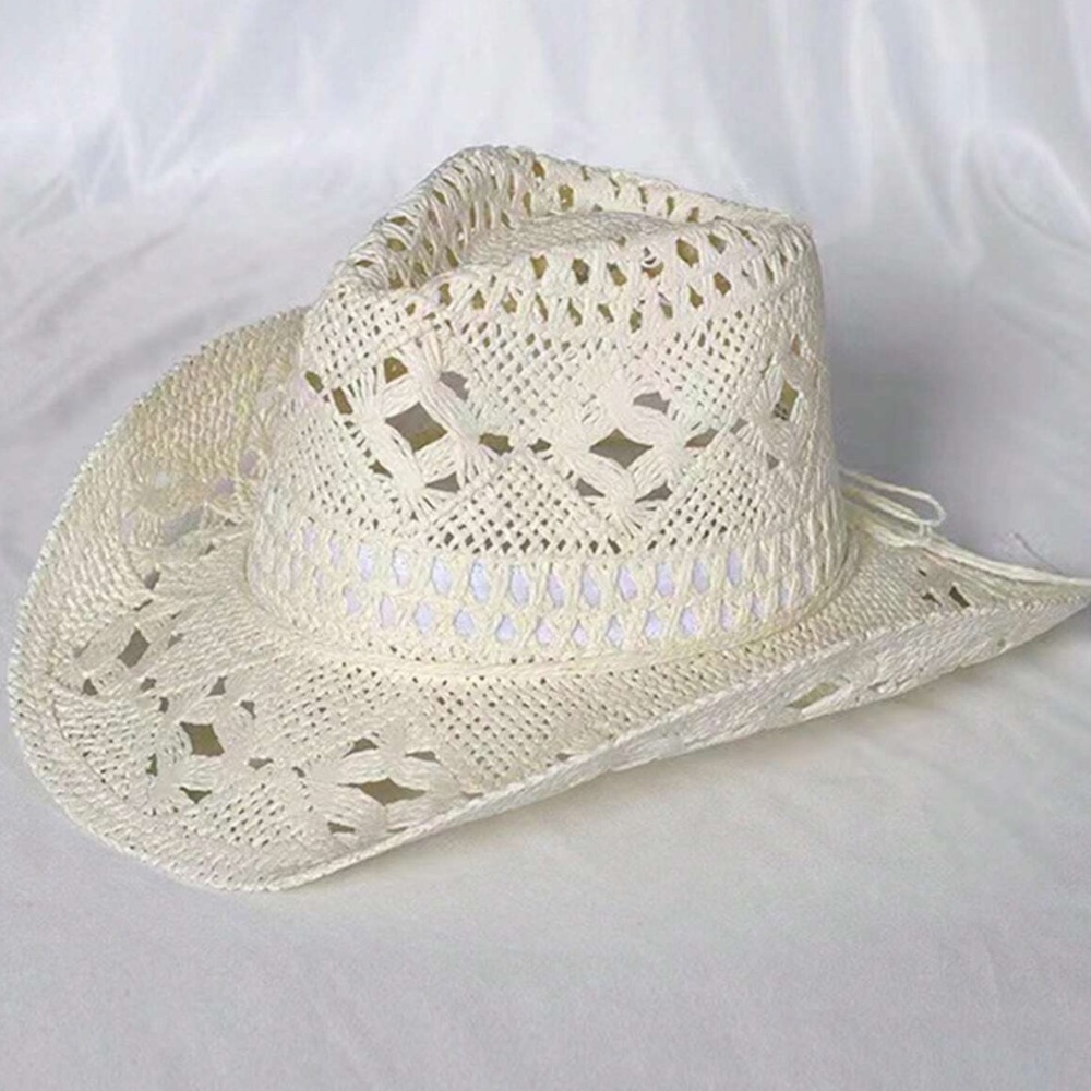 Boho Straw Western Cowboy Style Summer Hat - Picture 8 of 9